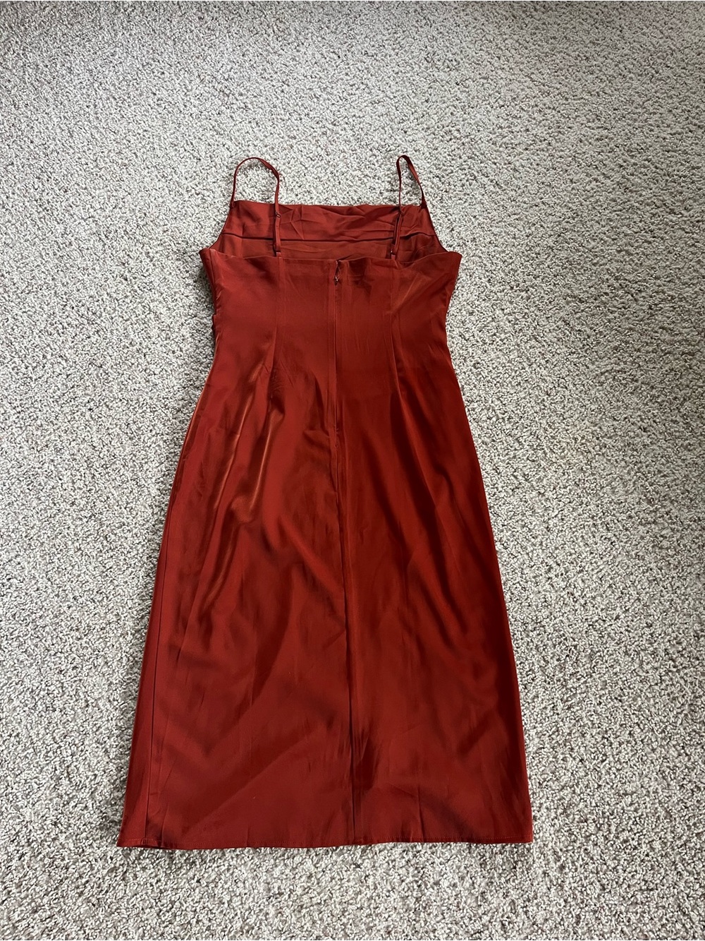 Lulu's Rust Satin Slip Midi Dress - Picture 2 of 3
